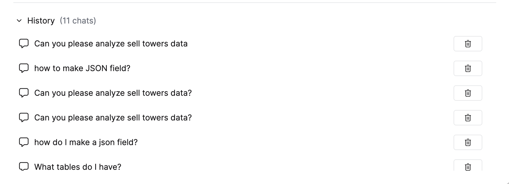 채팅 기록 목록