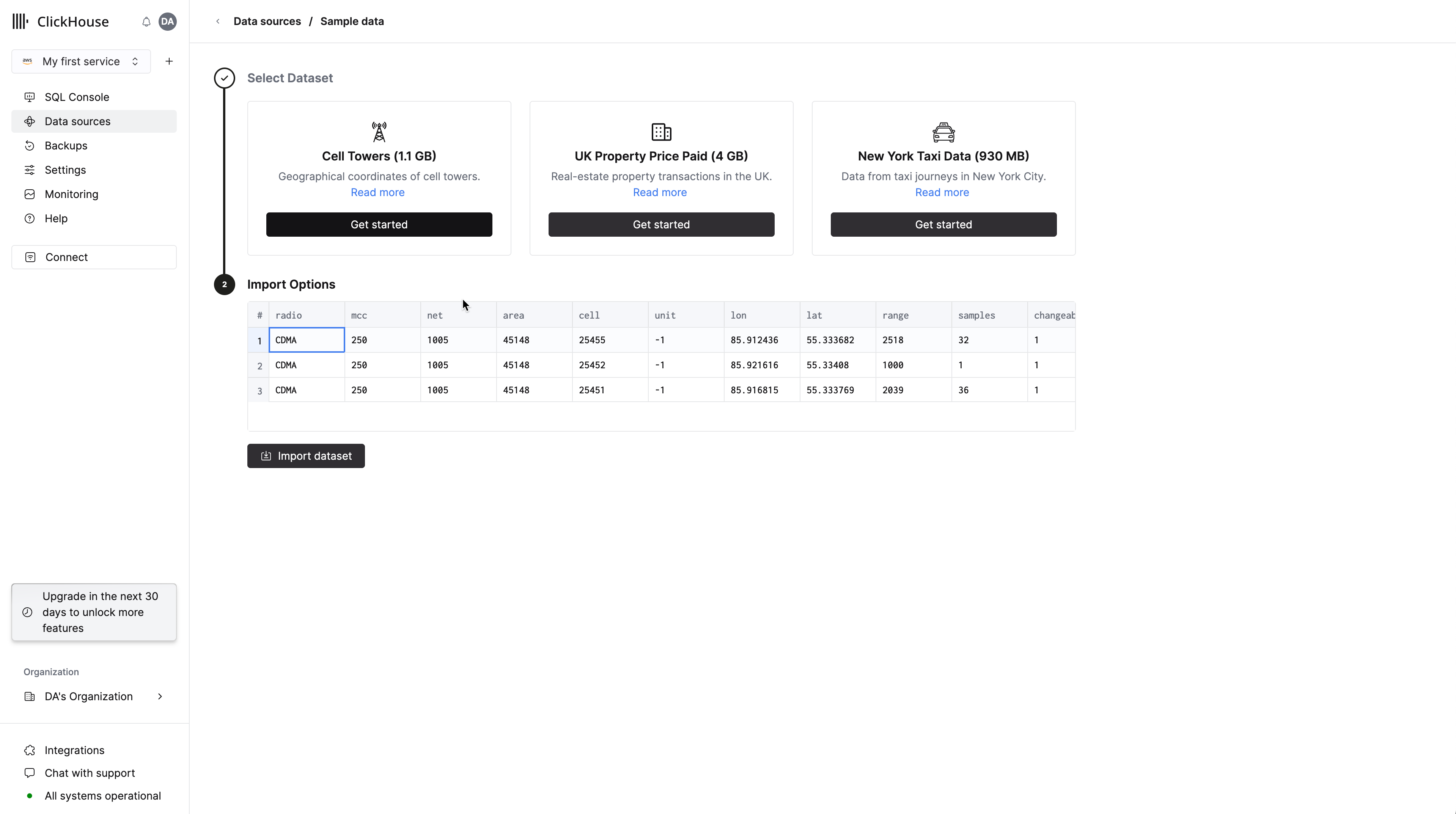 셀 타워 데이터셋 불러오기